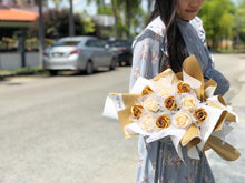 Load image into Gallery viewer, Everlasting Soap Flower Bouquet To You -12 Roses (Gold Champange)