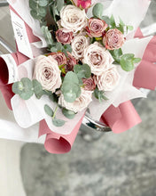 Load image into Gallery viewer, Prestige Bouquet To You (Cappuccino & Quicksand Roses Eucalyptus Design) (Small 6 Roses)