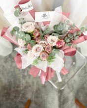 Load image into Gallery viewer, Prestige Bouquet To You (Cappuccino & Quicksand Roses Eucalyptus Design) (Small 6 Roses)