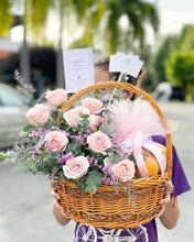 Load image into Gallery viewer, Extravagant Fruit Flower Basket To You (Soft Pastel Pink Color Design )