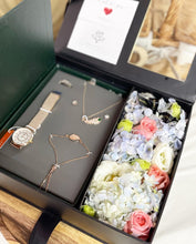 Load image into Gallery viewer, Flower Box With Gift ( Hydrangea Roses Design)