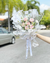 Load image into Gallery viewer, Prestige Bouquet To You (Pink Roses Hana White Design) (Small 3 Roses)
