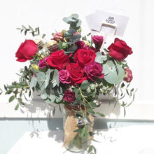 Load image into Gallery viewer, Flower Jar To You (Red Roses & Feraro Rocher Design)
