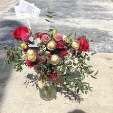 Load image into Gallery viewer, Flower Jar To You (Red Roses & Feraro Rocher Design)