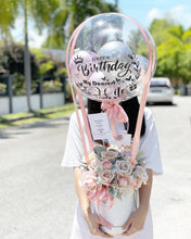 Load image into Gallery viewer, Hot Air Ballon To You Hot Air Baloon To You ( 24 Pink Dusty Pink Roses Silver Leaf Design)