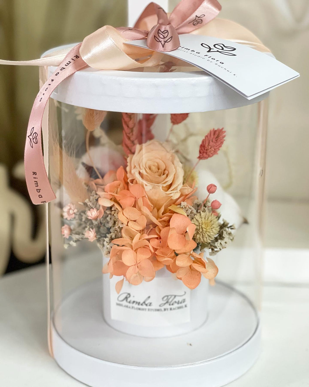 Preserved Flower Box To You Roses (Coral Rose & Hydrangea Design)