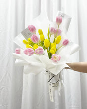 Load image into Gallery viewer, Prestige Bouquet To You (Tulip White Pink Series-20 Stalks Yellow Pink Style Wrap Design)