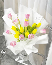 Load image into Gallery viewer, Prestige Bouquet To You (Tulip White Pink Series-20 Stalks Yellow Pink Style Wrap Design)