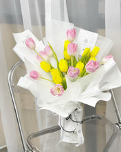 Load image into Gallery viewer, Prestige Bouquet To You (Tulip White Pink Series-20 Stalks Yellow Pink Style Wrap Design)