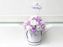 Load image into Gallery viewer, Everlasting Soap Flower Box To You - 33 Roses (Purple White Design)
