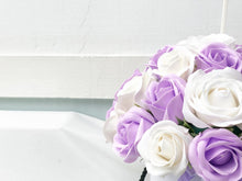 Load image into Gallery viewer, Everlasting Soap Flower Box To You - 33 Roses (Purple White Design)