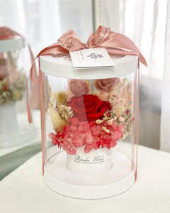 Preserved Flower Box To You Roses (1 Red Roses & Hydrangea Design)