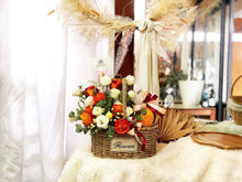Load image into Gallery viewer, Fruit Flower Basket To You (Roses, Eustoma, Wax Flower, Eucalytus)