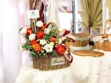 Load image into Gallery viewer, Fruit Flower Basket To You (Roses, Eustoma, Wax Flower, Eucalytus)