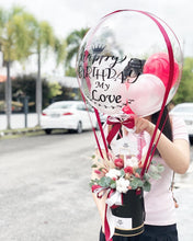 Load image into Gallery viewer, Preserved Flower Hot Air Ballon To You (2 Preserved Roses Cotton Flower Pampas Design)