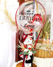 Load image into Gallery viewer, Preserved Flower Hot Air Ballon To You (2 Preserved Roses Cotton Flower Pampas Design)