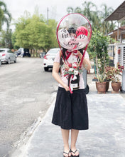 Load image into Gallery viewer, Preserved Flower Hot Air Ballon To You (2 Preserved Roses Cotton Flower Pampas Design)