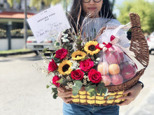 Load image into Gallery viewer, Extravagant Fruit Flower Basket To You (Sunflower and Roses Design)