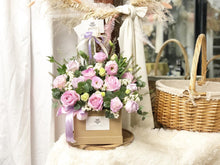 Load image into Gallery viewer, Flower Box To You (Fluffy Eustoma Roses Soft Pink Purple Design)
