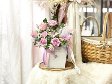 Load image into Gallery viewer, Fruit Flower Basket To You (Roses, Eustoma, Wax Flower, Eucalytus)