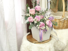 Load image into Gallery viewer, Fruit Flower Basket To You (Roses, Eustoma, Wax Flower, Eucalytus)