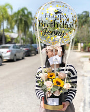 Load image into Gallery viewer, Hot Air Ballon To You (Confetti Gold Premium Sunflower Quicksand Roses-Small Size)