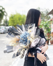 Load image into Gallery viewer, Prestige Wrap Preserved Roses To You (3 Roses & Hydrangea Deep Blue Design)