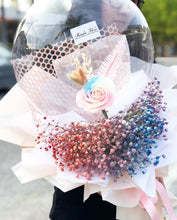 Load image into Gallery viewer, Ballon Wrap Bouquet To You (Multi-Colors Roses & Assorted Dried Flowers)