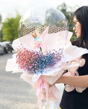 Load image into Gallery viewer, Ballon Wrap Bouquet To You (Multi-Colors Roses & Assorted Dried Flowers)