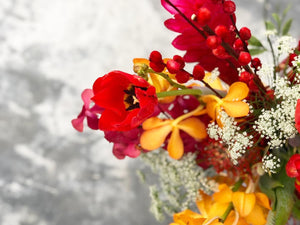 Flower Jar To You (Tulip, Orchids, Anmi Majus, Leucoscapermum)