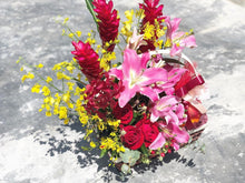 Load image into Gallery viewer, Extravagant Fruit Flower Basket To You (Lily, Ginger, Assorted Orchids & Roses Design)