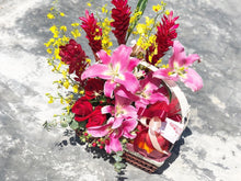 Load image into Gallery viewer, Extravagant Fruit Flower Basket To You (Lily, Ginger, Assorted Orchids & Roses Design)