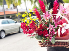 Load image into Gallery viewer, Extravagant Fruit Flower Basket To You (Lily, Ginger, Assorted Orchids & Roses Design)