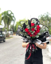 Load image into Gallery viewer, Prestige Bouquet To You (Red Tulip Eucalyptus Style Wrap Design )