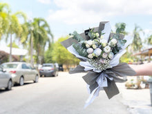 Load image into Gallery viewer, Prestige Bouquet To You (Eustoma Pastel Blue Purple Unicorn Eucalyptus Style Wrap Design )