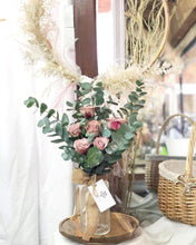 Load image into Gallery viewer, Flower Jar To You (Premium Cappuccino Roses & Eucalyptus)