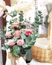 Load image into Gallery viewer, Flower Jar To You (Premium Cappuccino Roses & Eucalyptus)