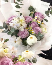 Load image into Gallery viewer, Premium Prestige Bouquet To You (Cappuccino Roses, Chamomile, Butterfly Ranunculus, Eucalyptus Style Wrap )