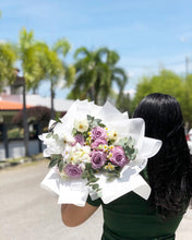 Load image into Gallery viewer, Premium Prestige Bouquet To You (Cappuccino Roses, Chamomile, Butterfly Ranunculus, Eucalyptus Style Wrap )