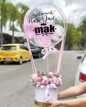 Load image into Gallery viewer, Hot Air Ballon To You Hot Air Baloon To You ( 24 Purple White Roses Silver Leaf Design)