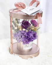 Load image into Gallery viewer, Flower Box To You (Preserved Purple Flowers Roses, Hydrangea & Assorted Dried Flowers Collection)