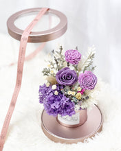 Load image into Gallery viewer, Flower Box To You (Preserved Purple Flowers Roses, Hydrangea & Assorted Dried Flowers Collection)