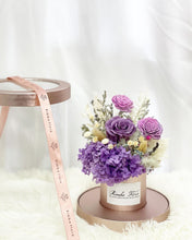 Load image into Gallery viewer, Flower Box To You (Preserved Purple Flowers Roses, Hydrangea & Assorted Dried Flowers Collection)