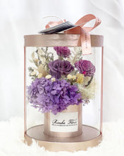 Load image into Gallery viewer, Flower Box To You (Preserved Purple Flowers Roses, Hydrangea & Assorted Dried Flowers Collection)