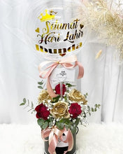 Load image into Gallery viewer, Flower Box To You (Roses Red Gold Flower Design)