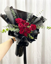 Load image into Gallery viewer, Prestige  Style Wrap Bouquet To You -10 Kenya Roses Eucalyptus Design