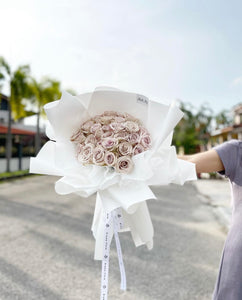 Valentines Prestige  Style Wrap Bouquet To You -ECUADOR QUICKSAND ROSES