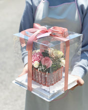 Load image into Gallery viewer, Cake Style Flower Money Box To You (Pink Mixture Flower In Transparent Box Design)