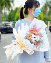 Load image into Gallery viewer, Prestige Wrap Preserved Roses To You (3 Roses & Hydrangea Champagne Design)