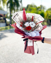 Load image into Gallery viewer, Preserved Flower To You ( 1 Red Rose, Cotton Flower, Casphia, Wheat, Ruscus Design)